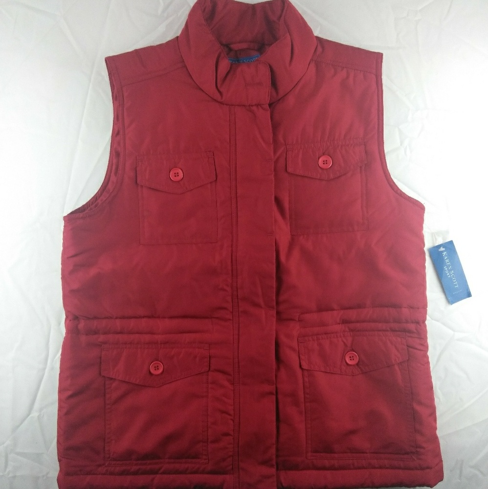 Karen Scott Sport Womens Vest Jacket Medium Red